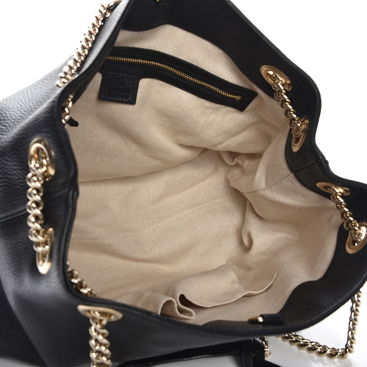 Pebbled Calfskin Medium Soho Chain Shoulder Bag Black