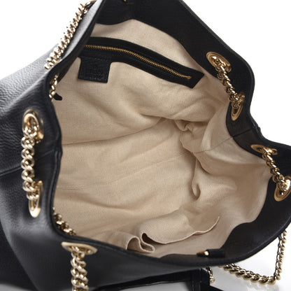 Gucci Pebbled Calfskin Medium Soho Chain Shoulder Bag Black 5 of 8