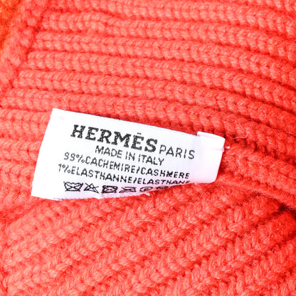 Hermes Cashmere Knit Heaven Beanie M Rouge Cornaline Orange Pop 5 of 5