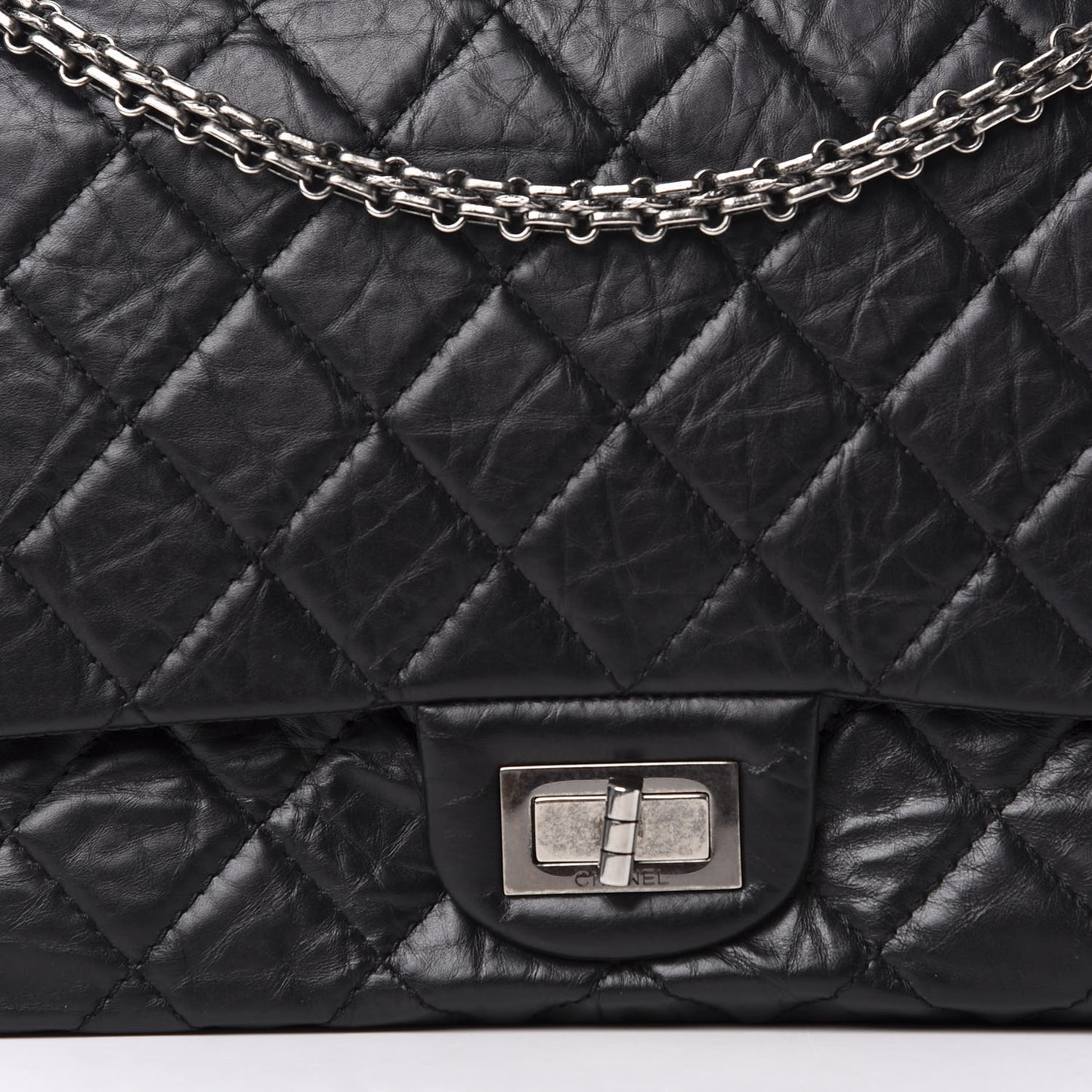 Aged Calfskin Quilted 2.55 Reissue 227 Flap Black