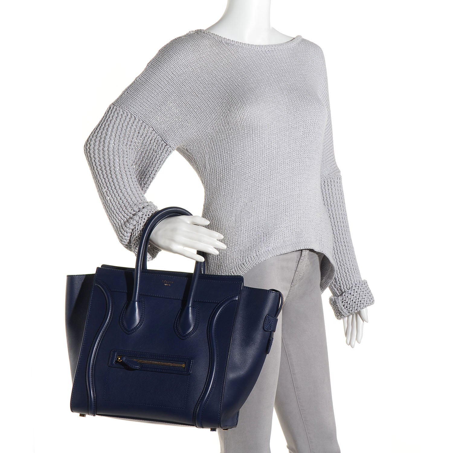 Celine Smooth Calfskin Mini Luggage Ink 2 of 8