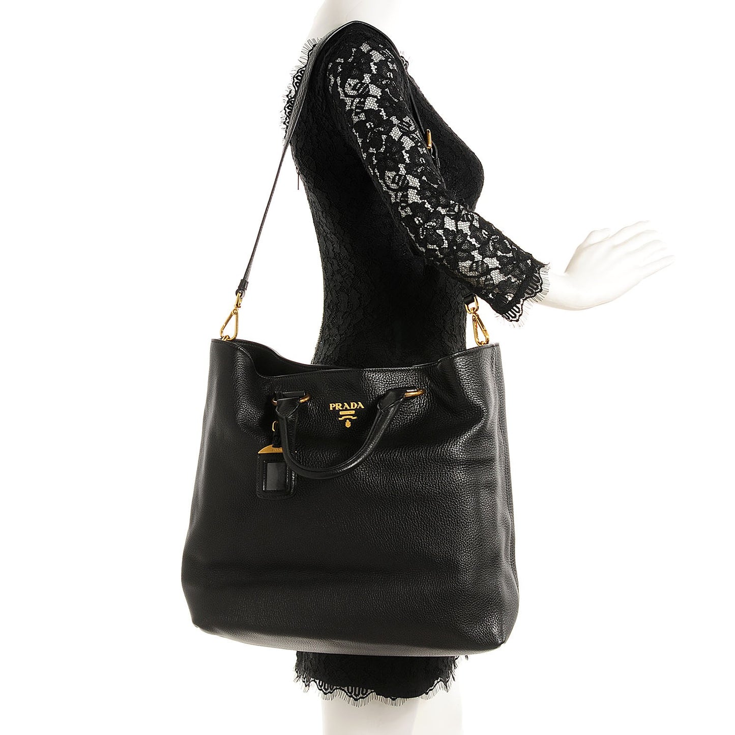 Vitello Daino Shopping Tote Nero Black