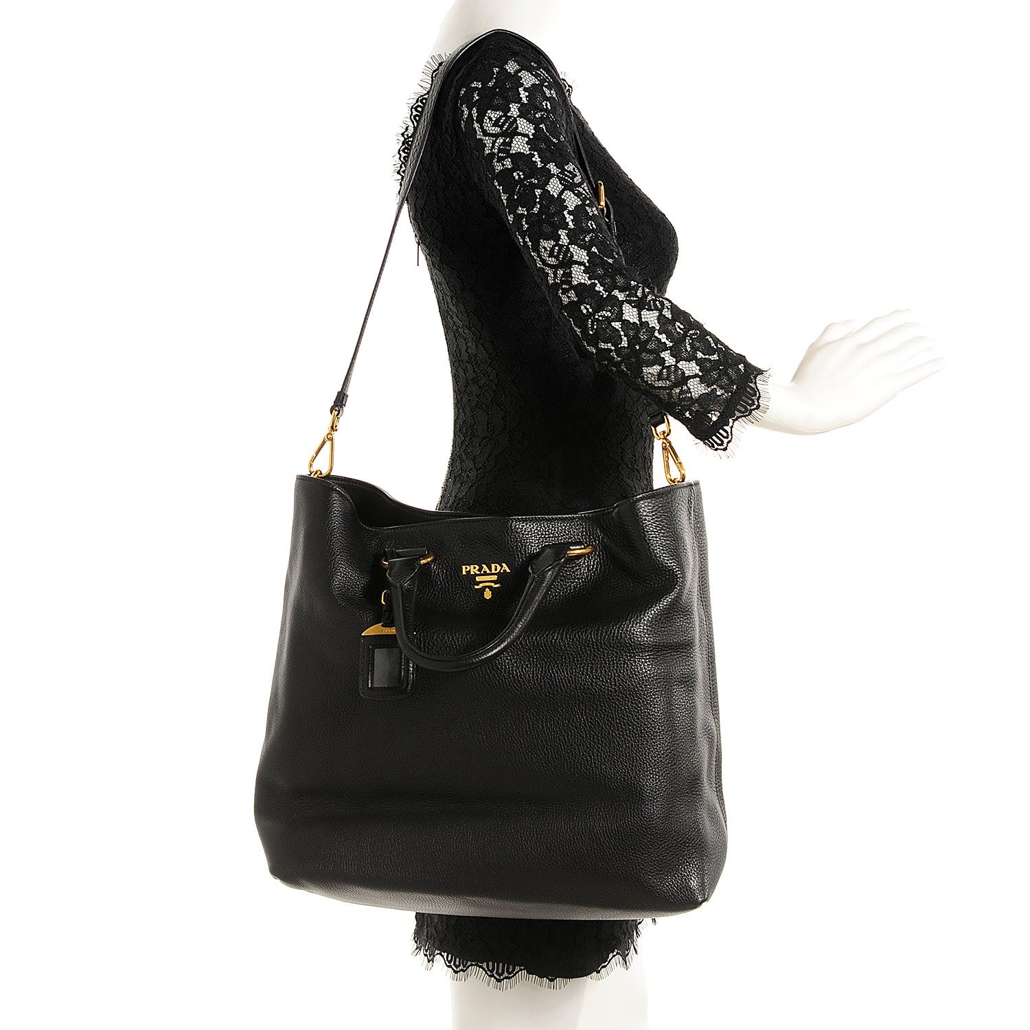 Prada Vitello Daino Shopping Tote Nero Black 2 of 11