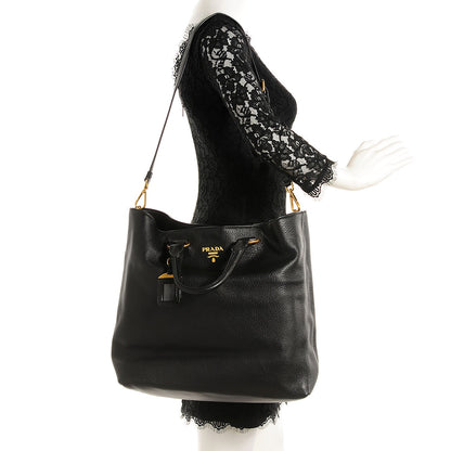 Prada Vitello Daino Shopping Tote Nero Black 2 of 11