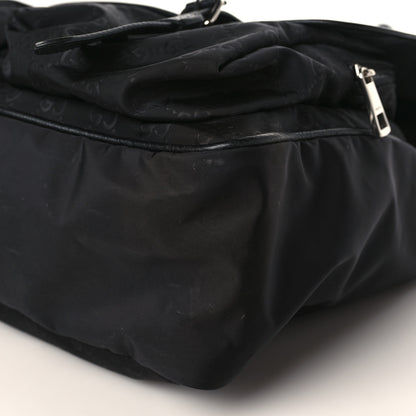 Gucci Nylon Monogram Double Buckle Flap Messenger Bag Black 9 of 9