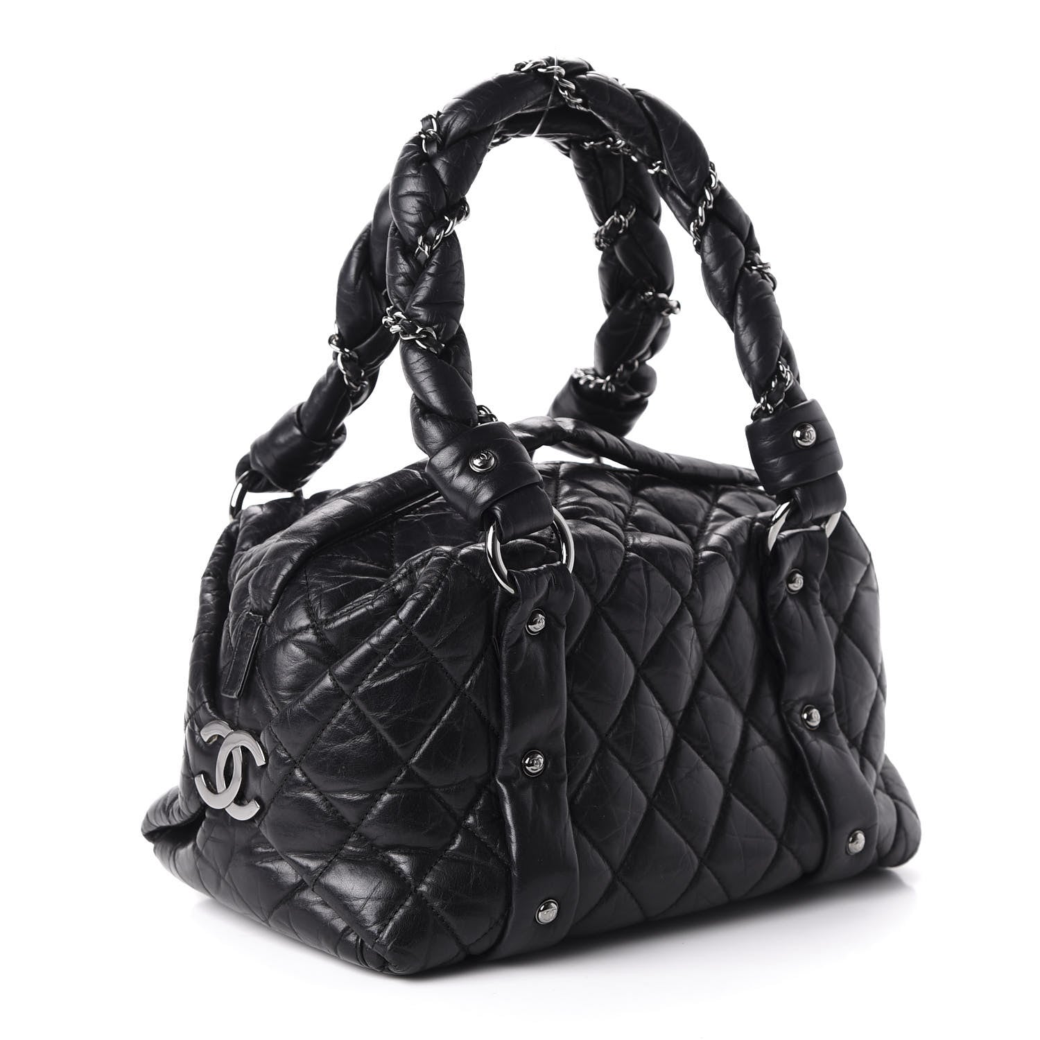 Chanel Distressed Lambskin Small Lady Braid Tote Black 3 of 10