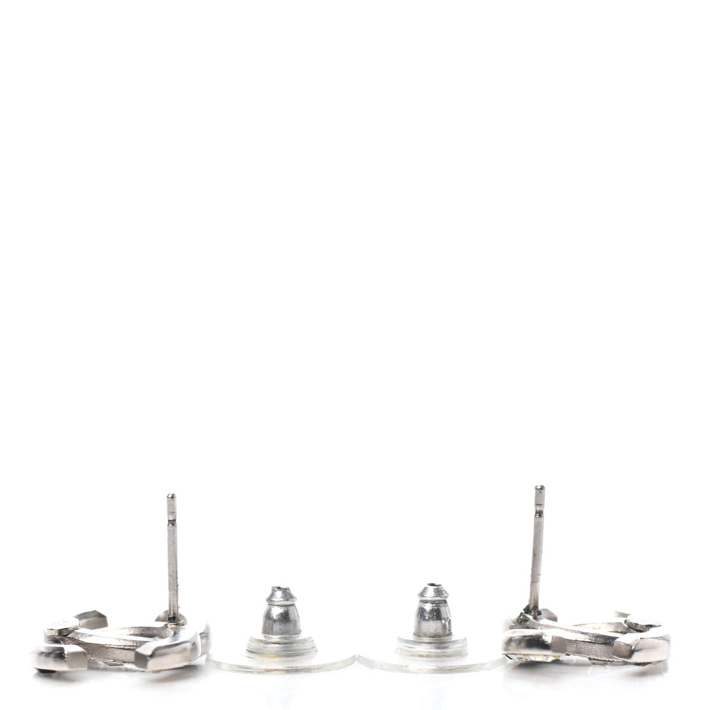 Baguette Crystal CC Earrings Silver Black