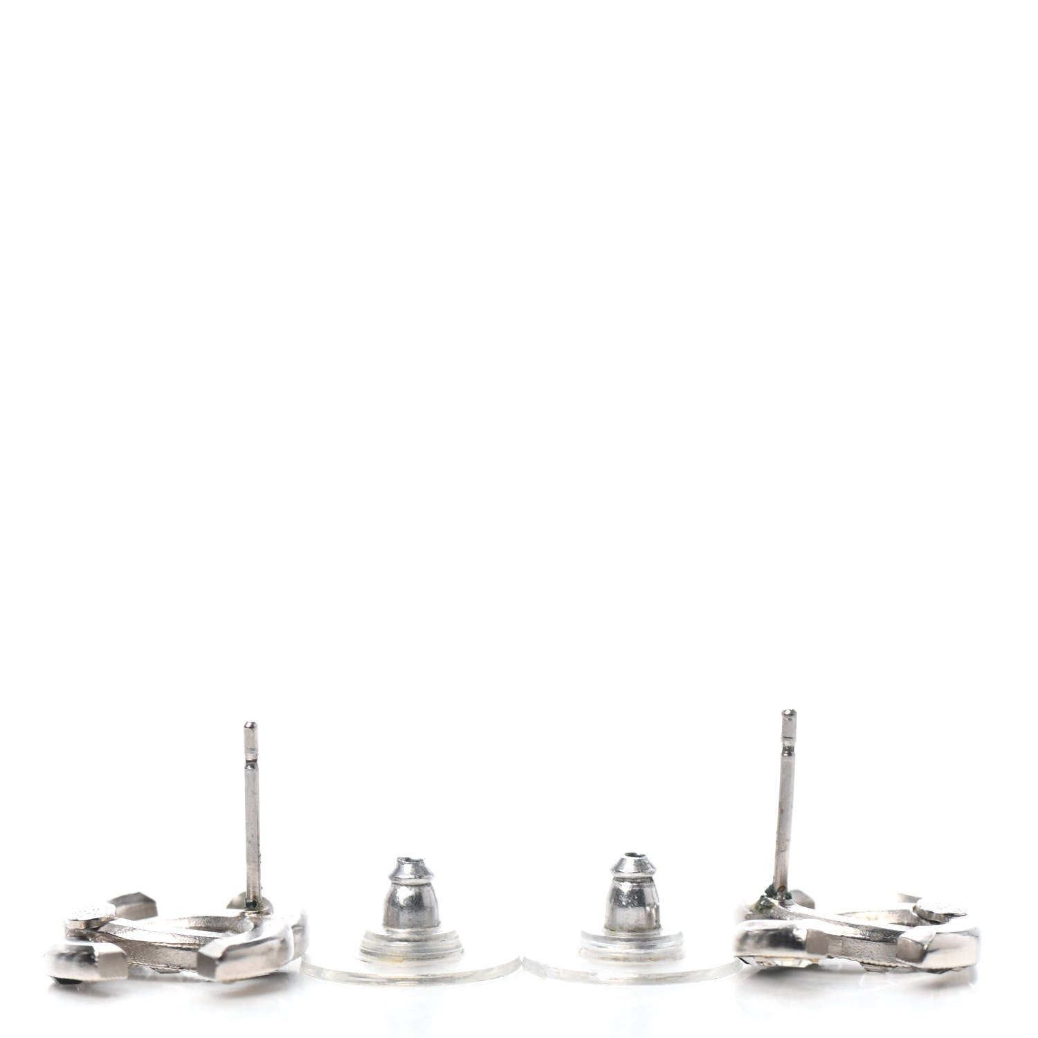 Chanel Baguette Crystal CC Earrings Silver Black 3 of 4
