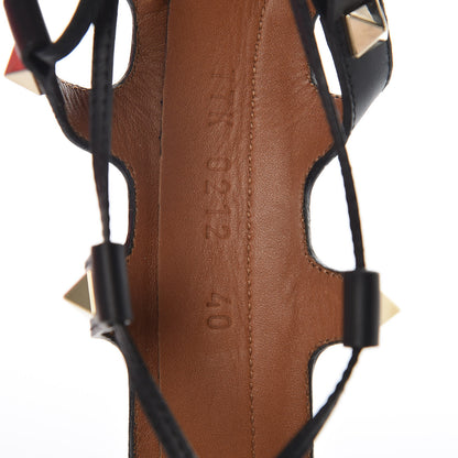Valentino Garavani Calfskin Rockstud Gladiator Flat Sandals 40 Black 8 of 9