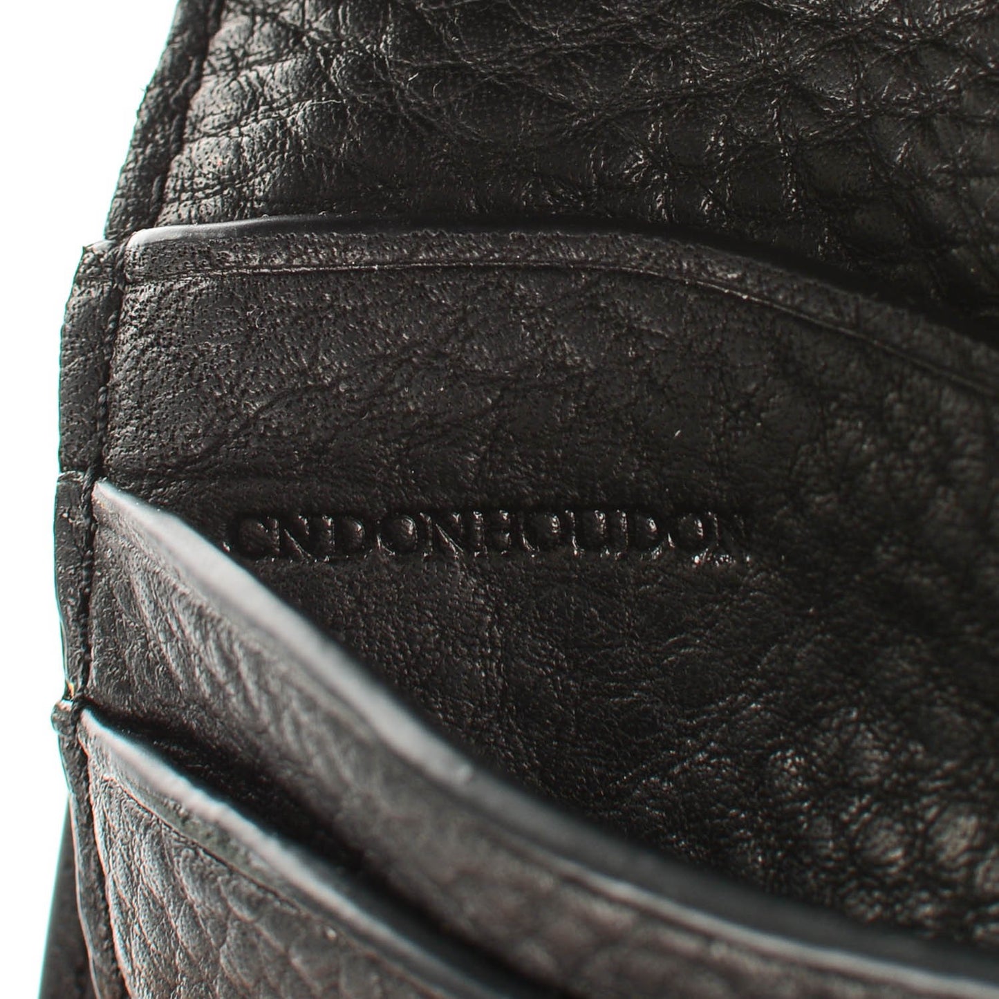 Signature Grain Calfskin Check Embossed Compact Wallet Black