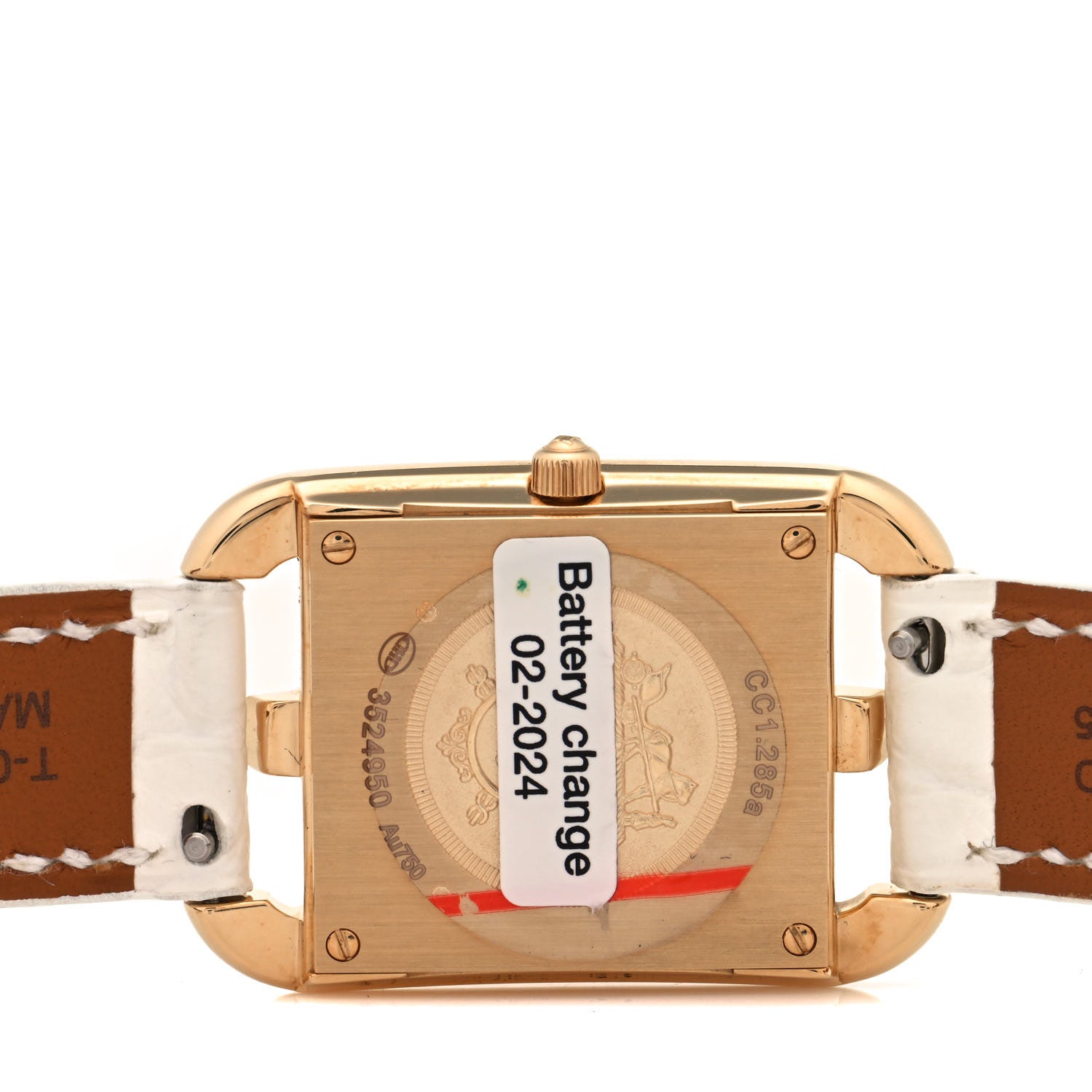 Hermes 18K Yellow Gold Alligator Diamond Mother of Pearl 23mm Cape Cod Quartz Watch Blanc 4 of 5