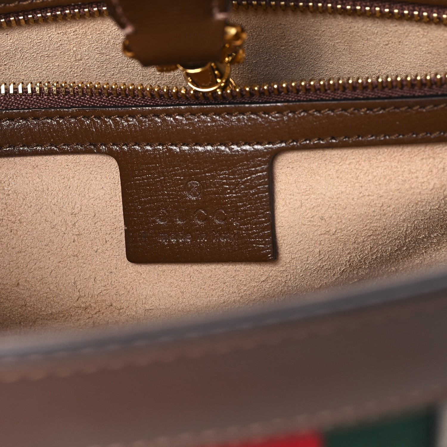 Gucci GG Supreme Monogram Azalea Calfskin Web Medium Jackie 1961 Tote Beige Ebony Brown Sugar 6 of 12