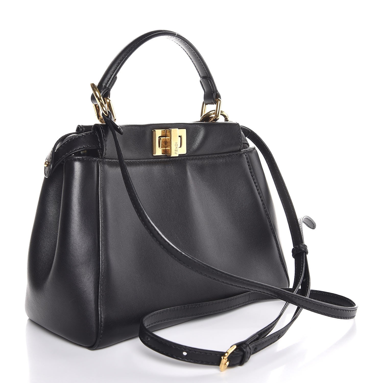 Fendi Nappa Mini Peekaboo Iconic Satchel Black 3 of 8