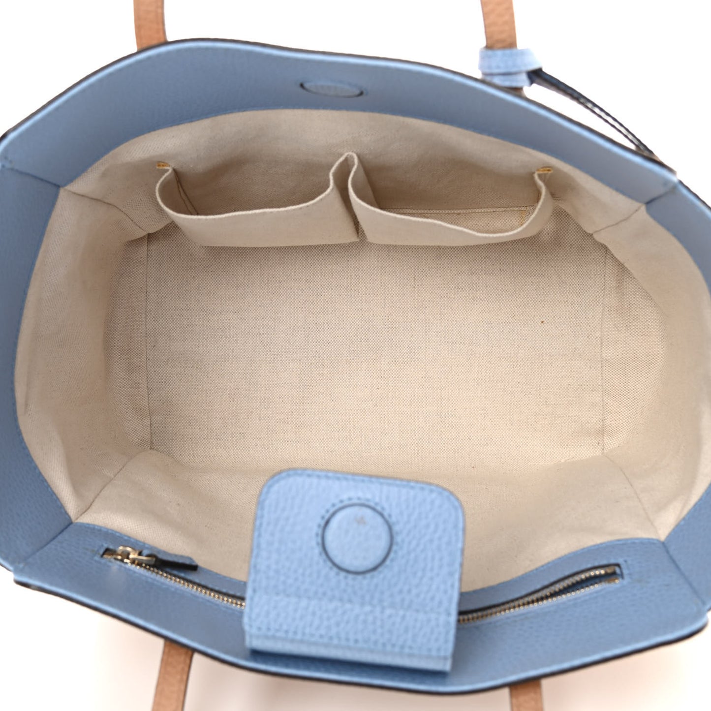 Dollar Calfskin Small Swing Tote Camelia Mineral Blue