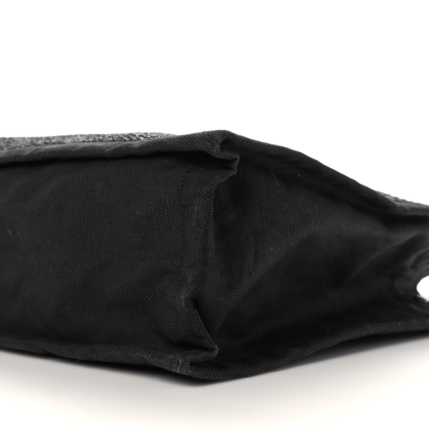 Raffia Linen Calfskin Rive Gauche Tote Black