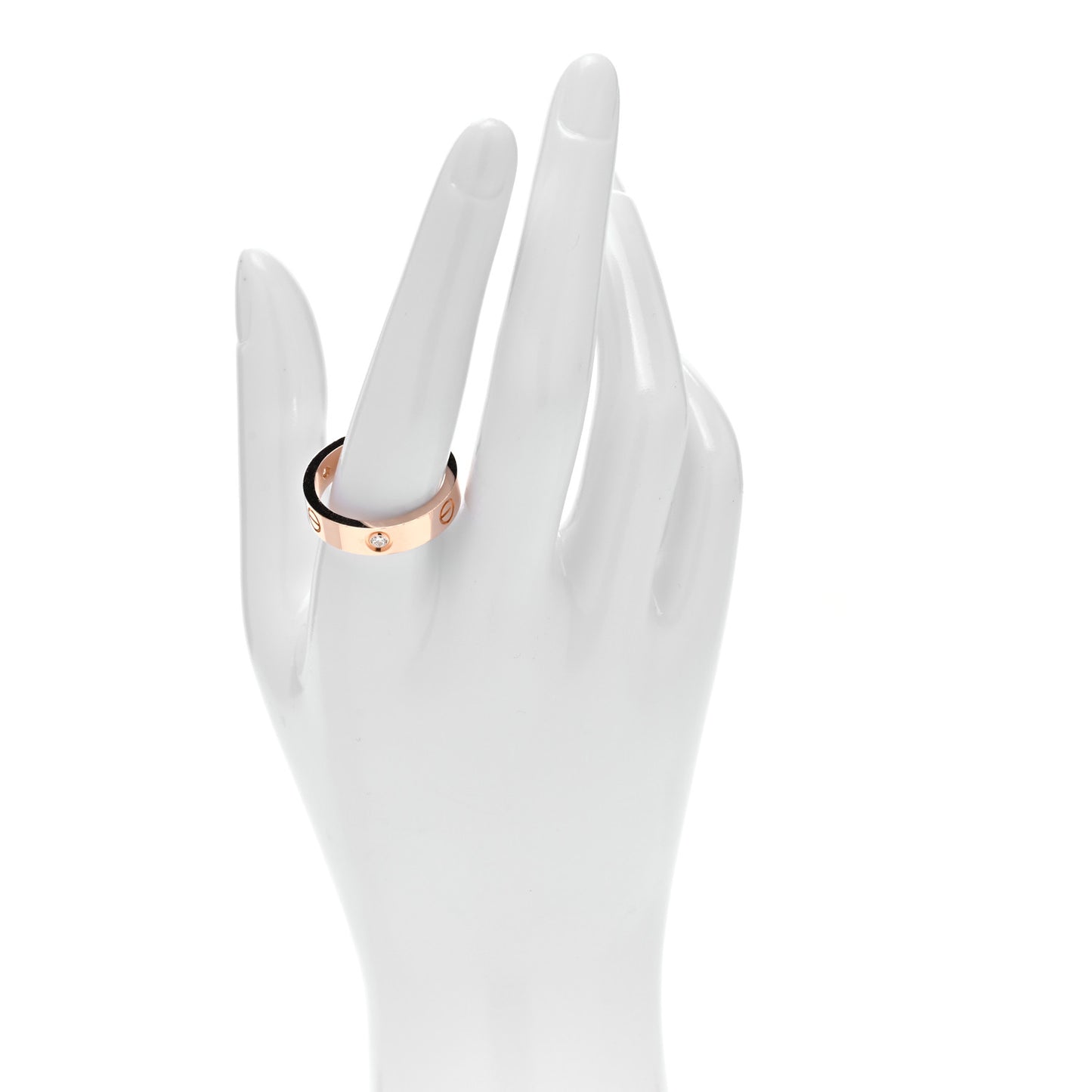 18K Pink Gold 3 Diamond 5.5mm LOVE Ring 64 10.75