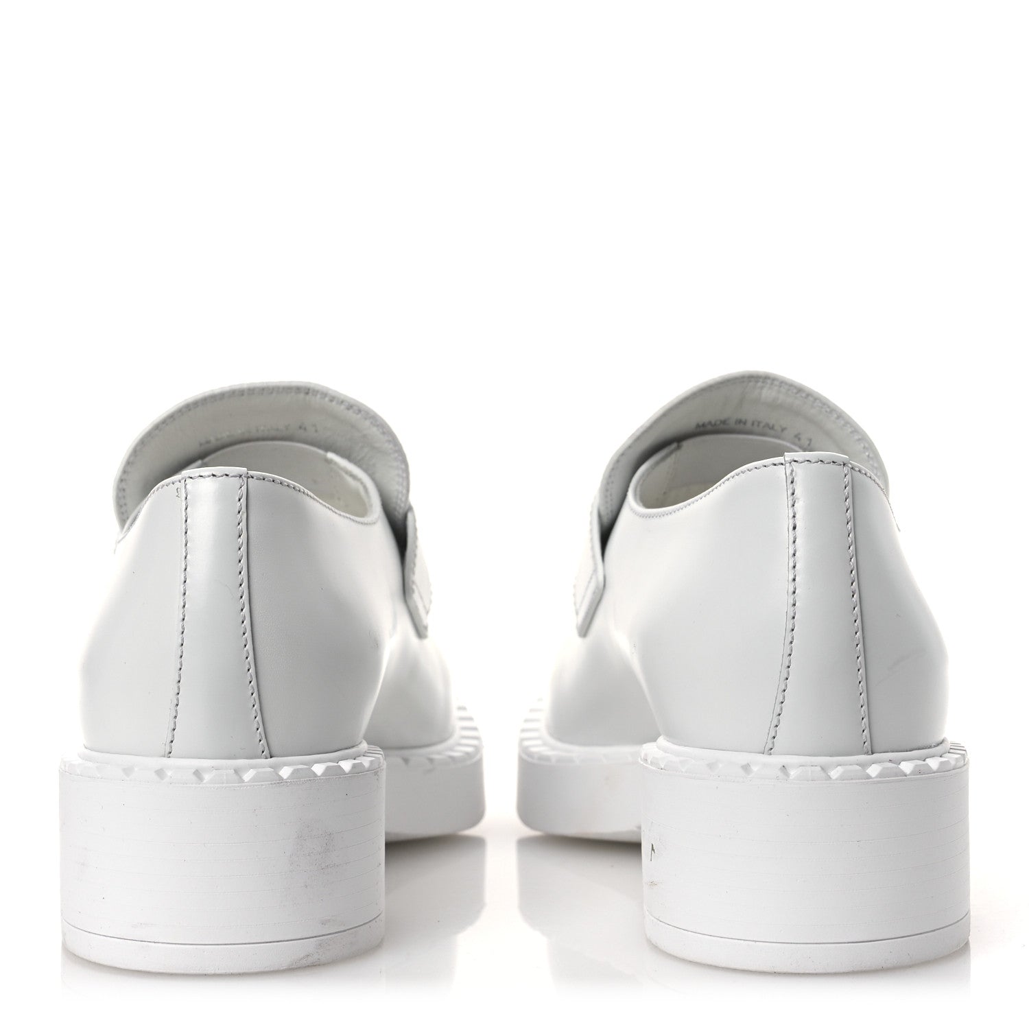 Prada Spazzolato Triangle 50mm Loafers 41 White 6 of 12