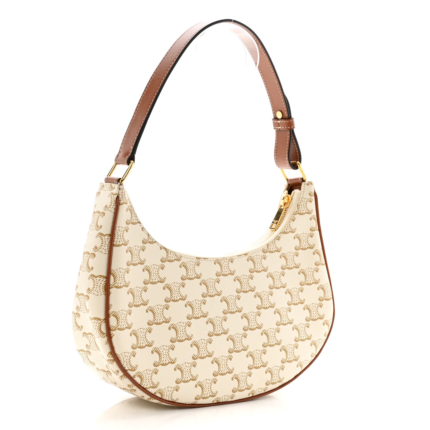 Celine Canvas Calfskin Ava Triomphe Shoulder Bag White 3 of 13