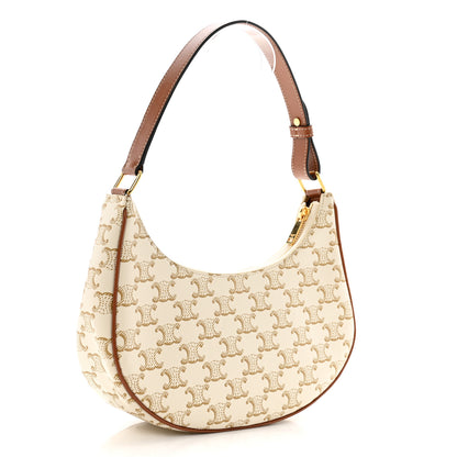 Celine Canvas Calfskin Ava Triomphe Shoulder Bag White 3 of 13