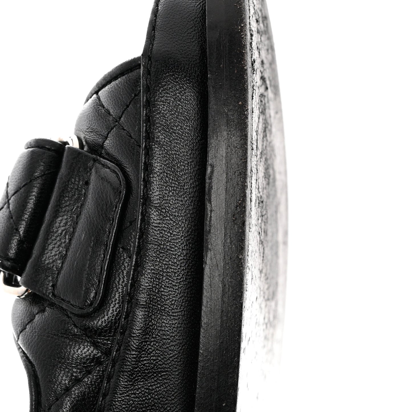 Grained Calfskin Velcro Dad Sandals 36 Black
