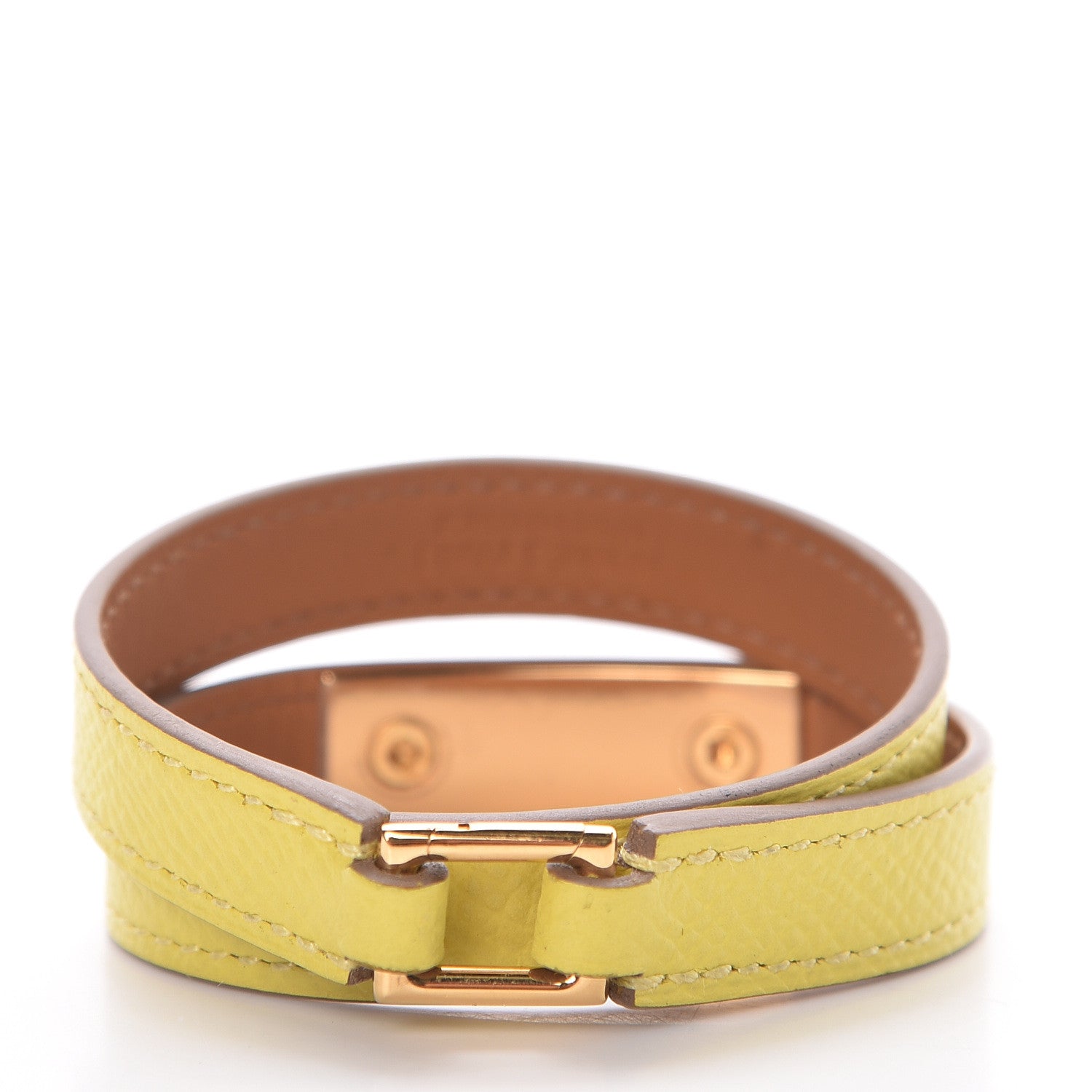 Hermes Epsom Rivale Double Tour Bracelet S Lime 3 of 5