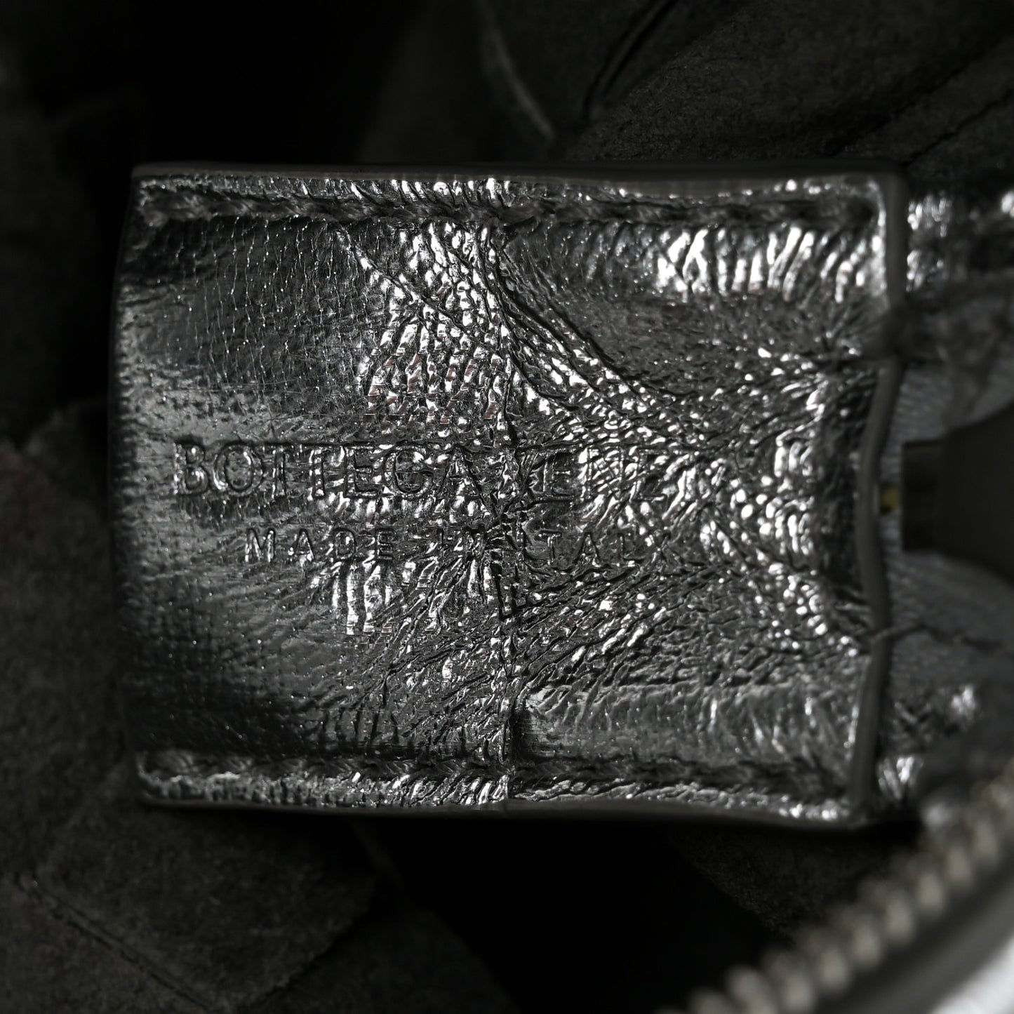 Metallic Nappa Intrecciato Mini Looping Crossbody Silver