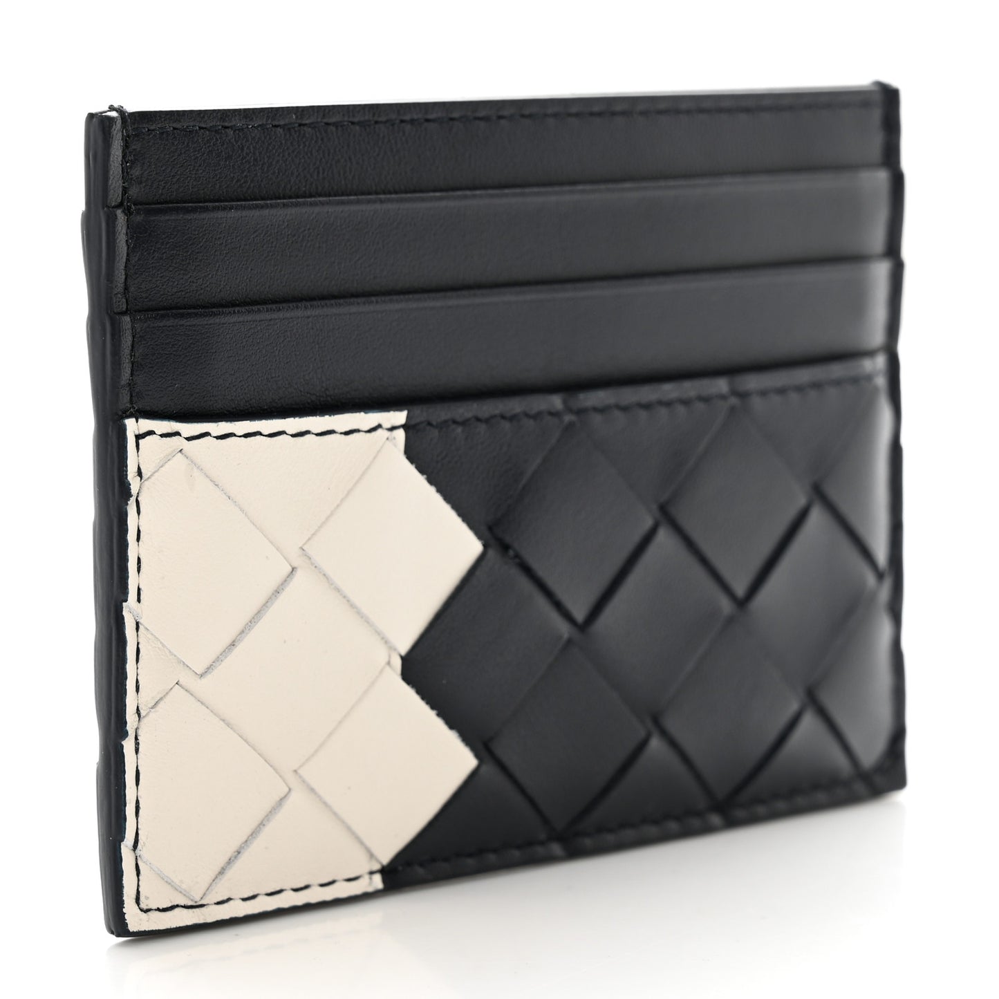 Calfskin Intrecciato Card Case Space White