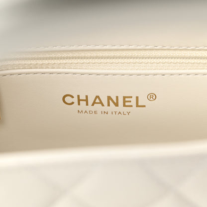 Chanel Shiny Aged Calfskin Quilted Nano Kelly Shopper White 6 of 10