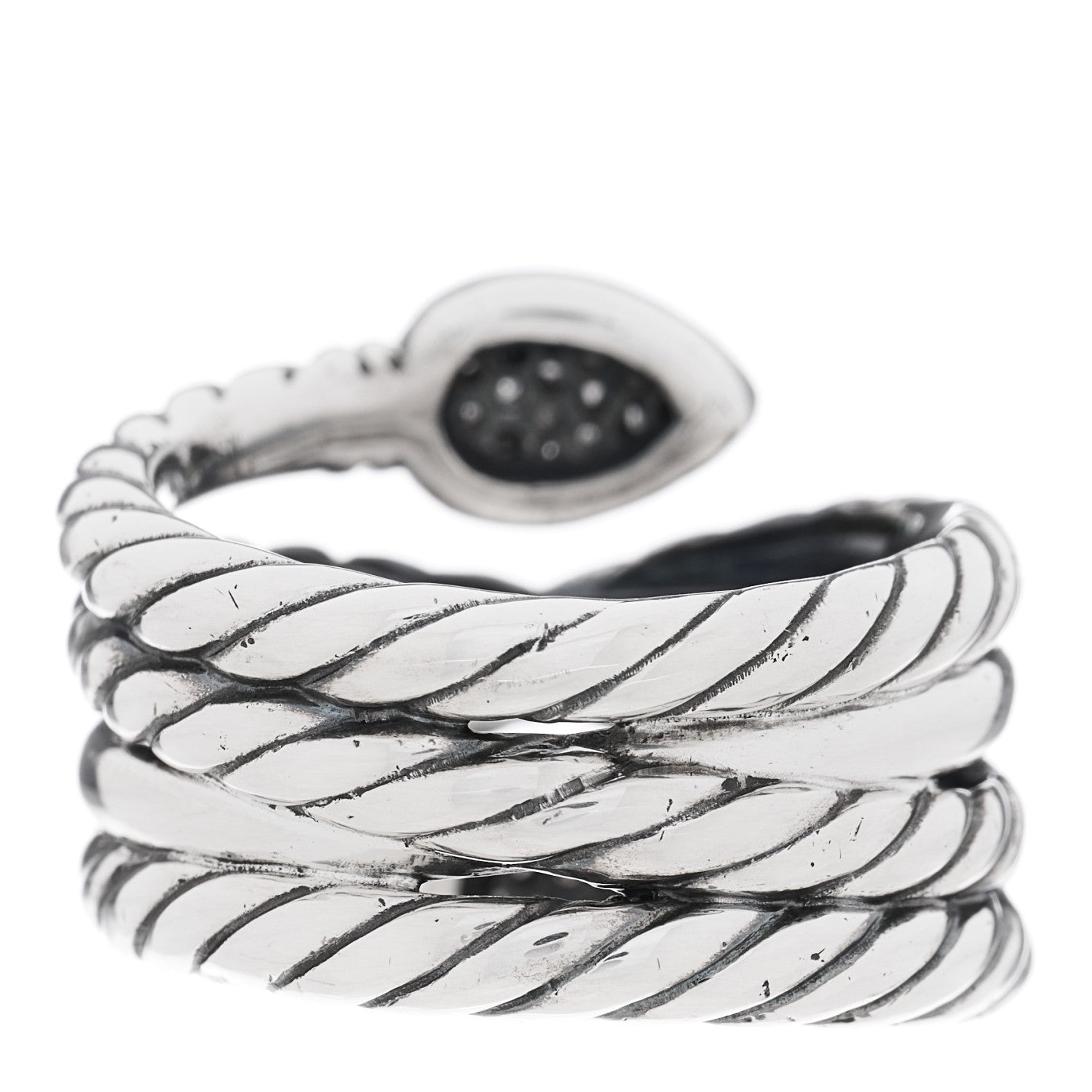 David Yurman Sterling Silver Diamond Renaissance Serpent Ring 56 7.5 3 of 5