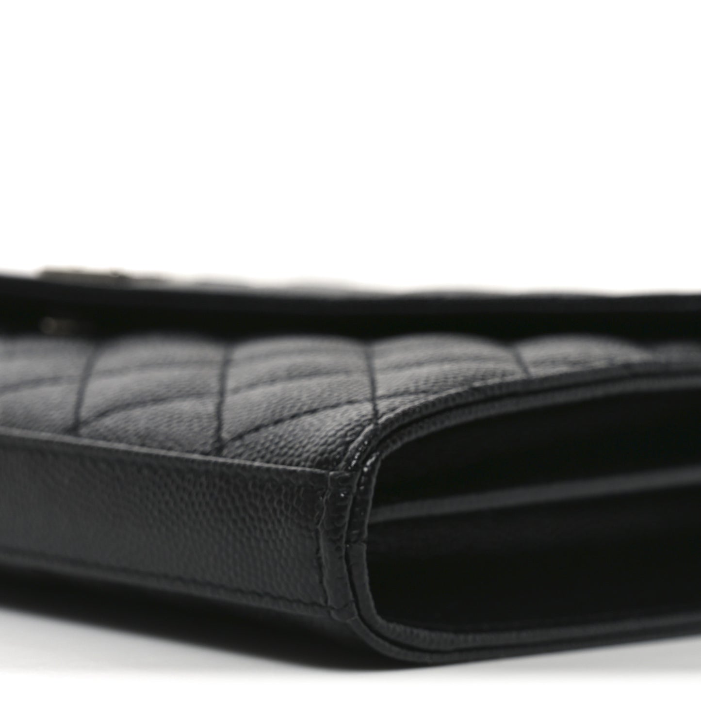 Grain De Poudre Mixed Matelasse Triquilt Monogram Chain Wallet Black
