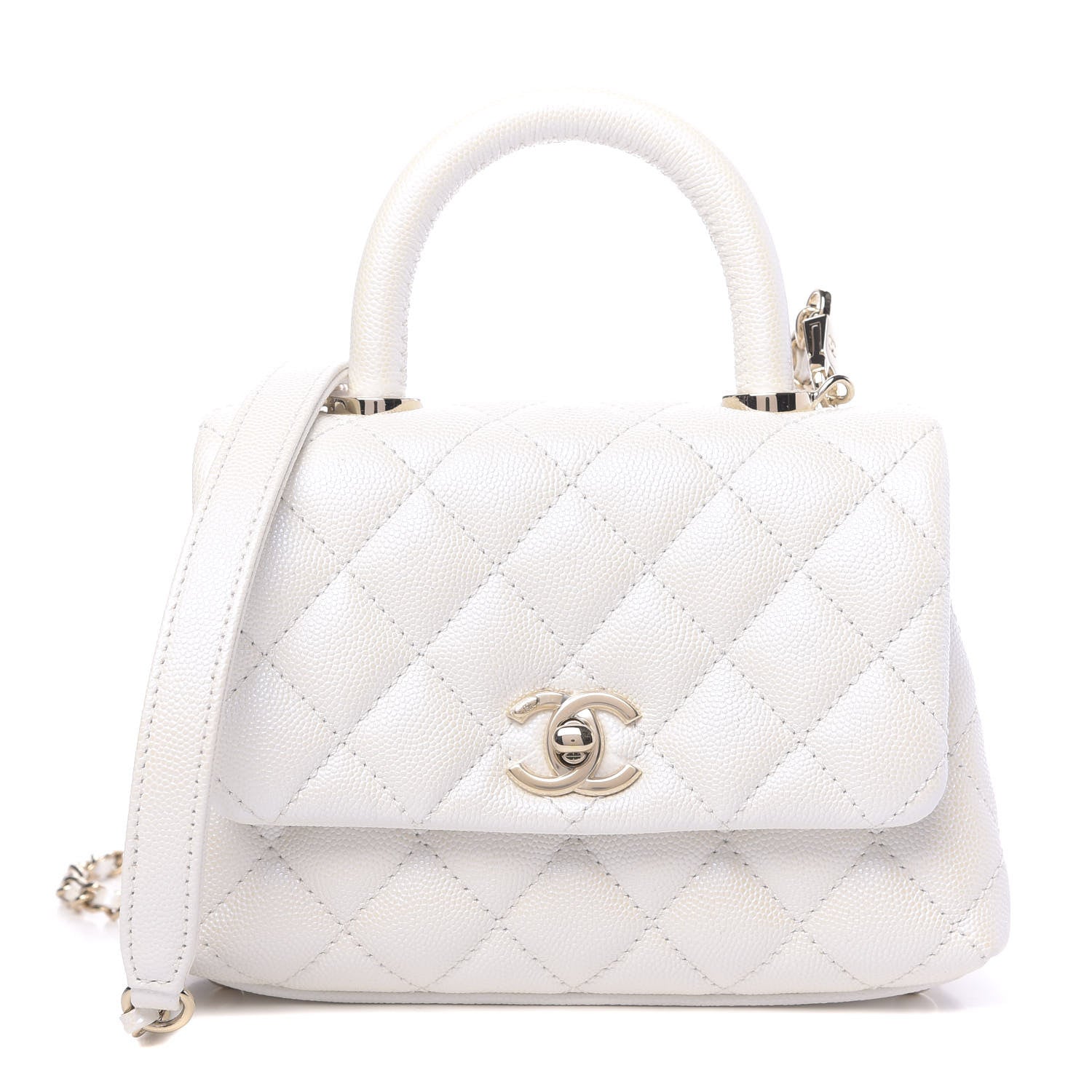 Chanel Iridescent Caviar Quilted Extra Mini Coco Handle Flap Ivory 1 of 11