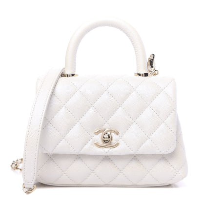 Chanel Iridescent Caviar Quilted Extra Mini Coco Handle Flap Ivory 1 of 11