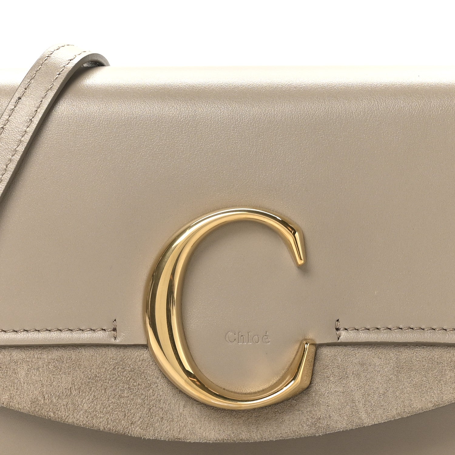 Chloe Calfskin Suede C Clutch With Chain Motty Grey 7 of 9