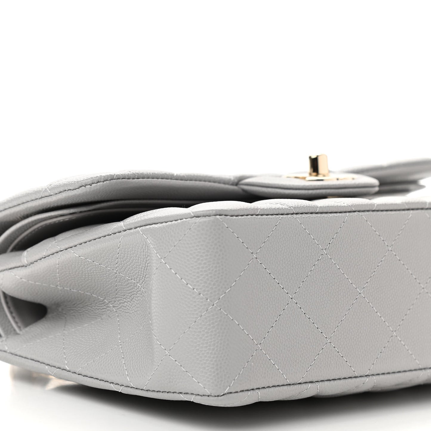 Caviar Quilted Small Double Flap Grey