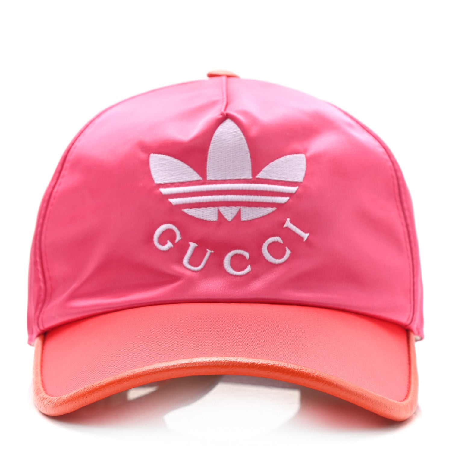 Gucci X ADIDAS Satin Trefoil Logo MC Rolly Baseball Hat Fuxia Red 3 of 10