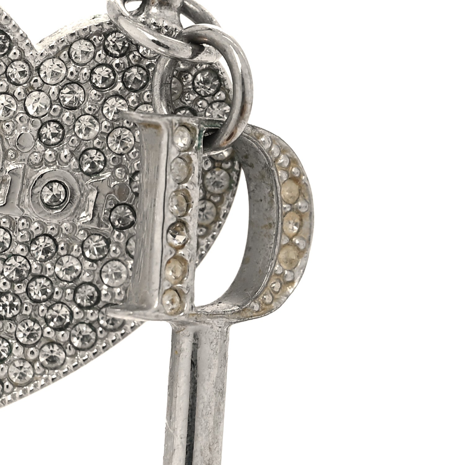 Christian Dior Crystal Trotter Romantique Heart Lock Earrings Silver 4 of 6