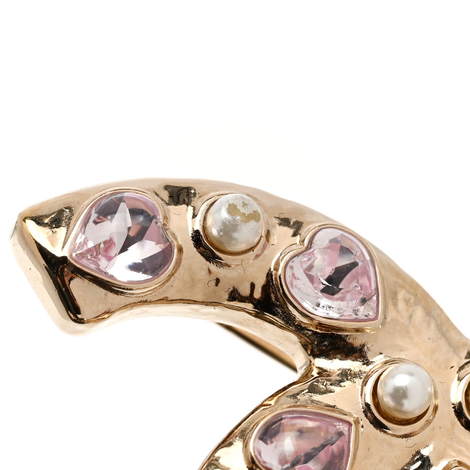 Chanel Crystal CC Brooch Gold Pink 5 of 5