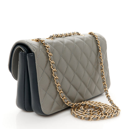 Chanel Lambskin Quilted Small CC Chic Flap Grey Dark Navy 3 of 12