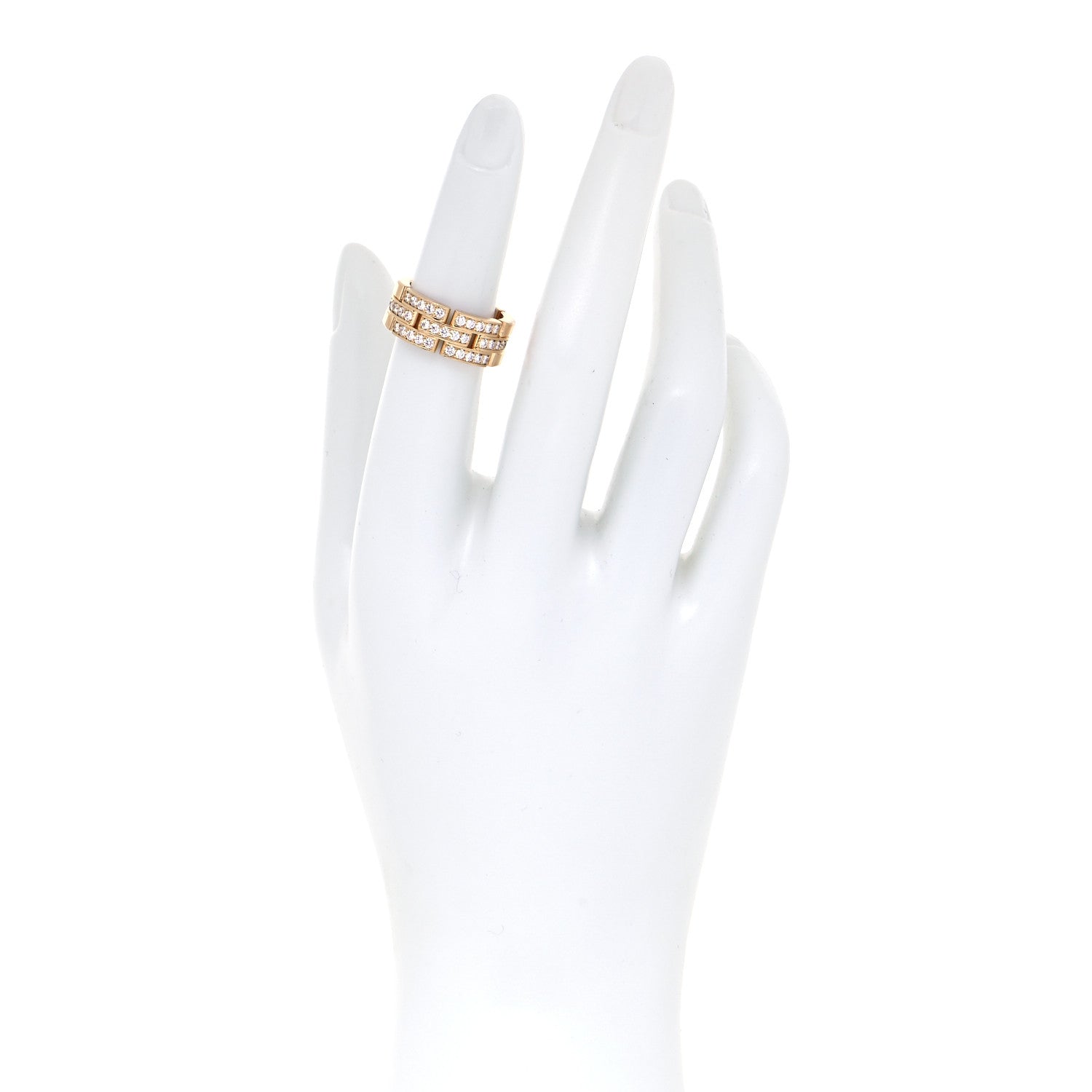 Cartier 18K Yellow Gold Diamond Maillon Panthere 3 Half Rows Paved Ring 51 5.75 4 of 8
