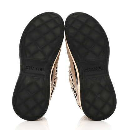 Chanel Suede Calfskin Embroidered CC Sneakers 36 Ecru Light Gray 7 of 12