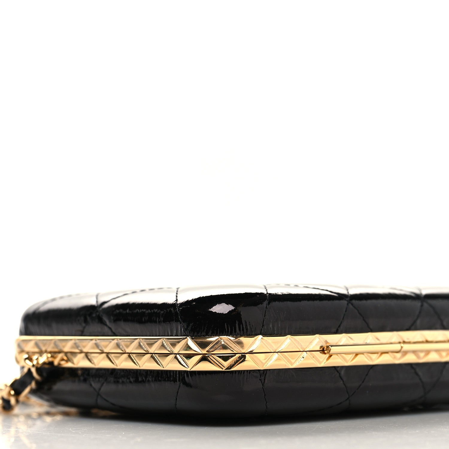 Chanel Glazed Goatskin Quilted Box With Chain Black 5 of 12