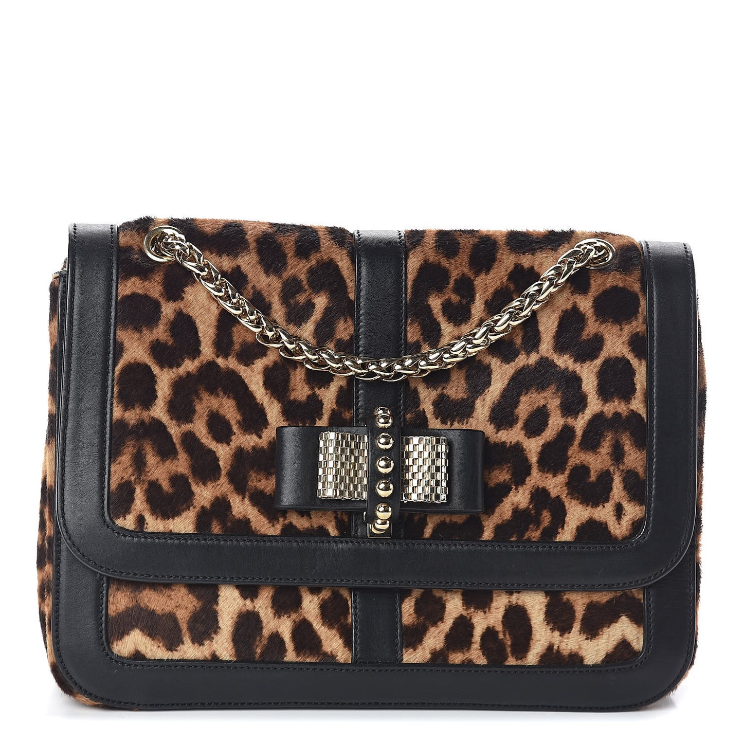 Pony Hair Leopard Print Sweet Charity Shoulder Bag Black