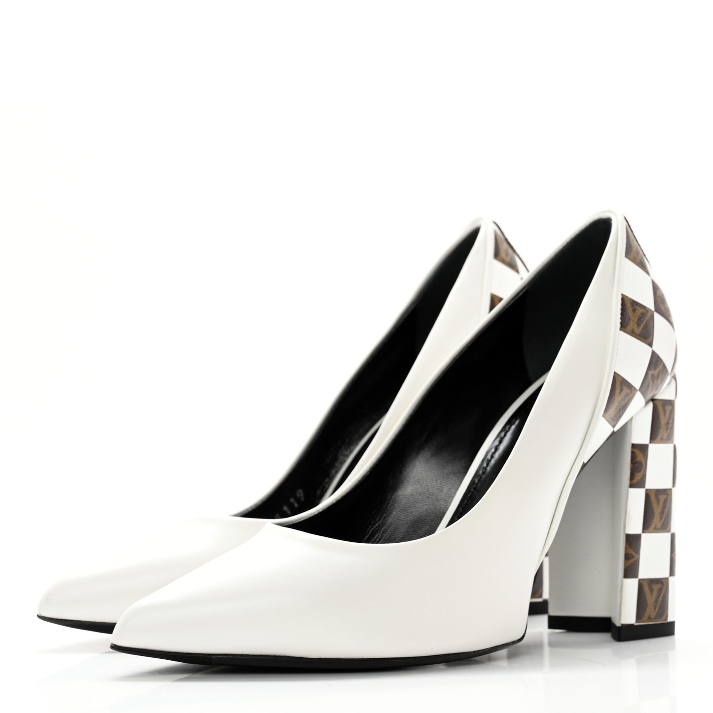 Calfskin Monogram Damier Tressage Matchmake Pumps 36 White