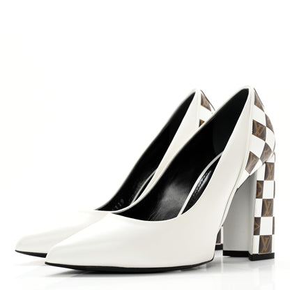 Louis Vuitton Calfskin Monogram Damier Tressage Matchmake Pumps 36 White 3 of 9