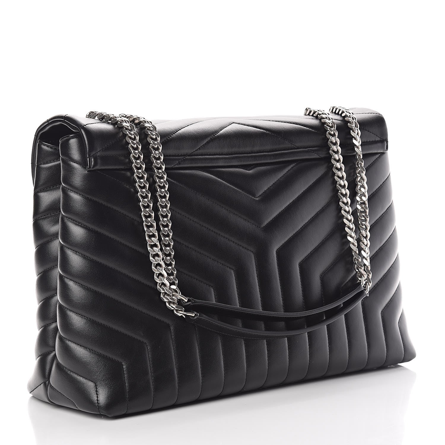 Saint Laurent Calfskin Y Quilted Monogram Large Loulou Chain Satchel Black 3 of 11