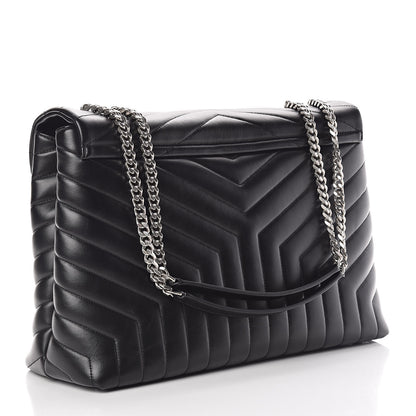 Saint Laurent Calfskin Y Quilted Monogram Large Loulou Chain Satchel Black 3 of 11