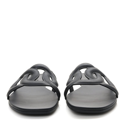 Hermes Rubber Aloha Sandals 39 Black 2 of 7