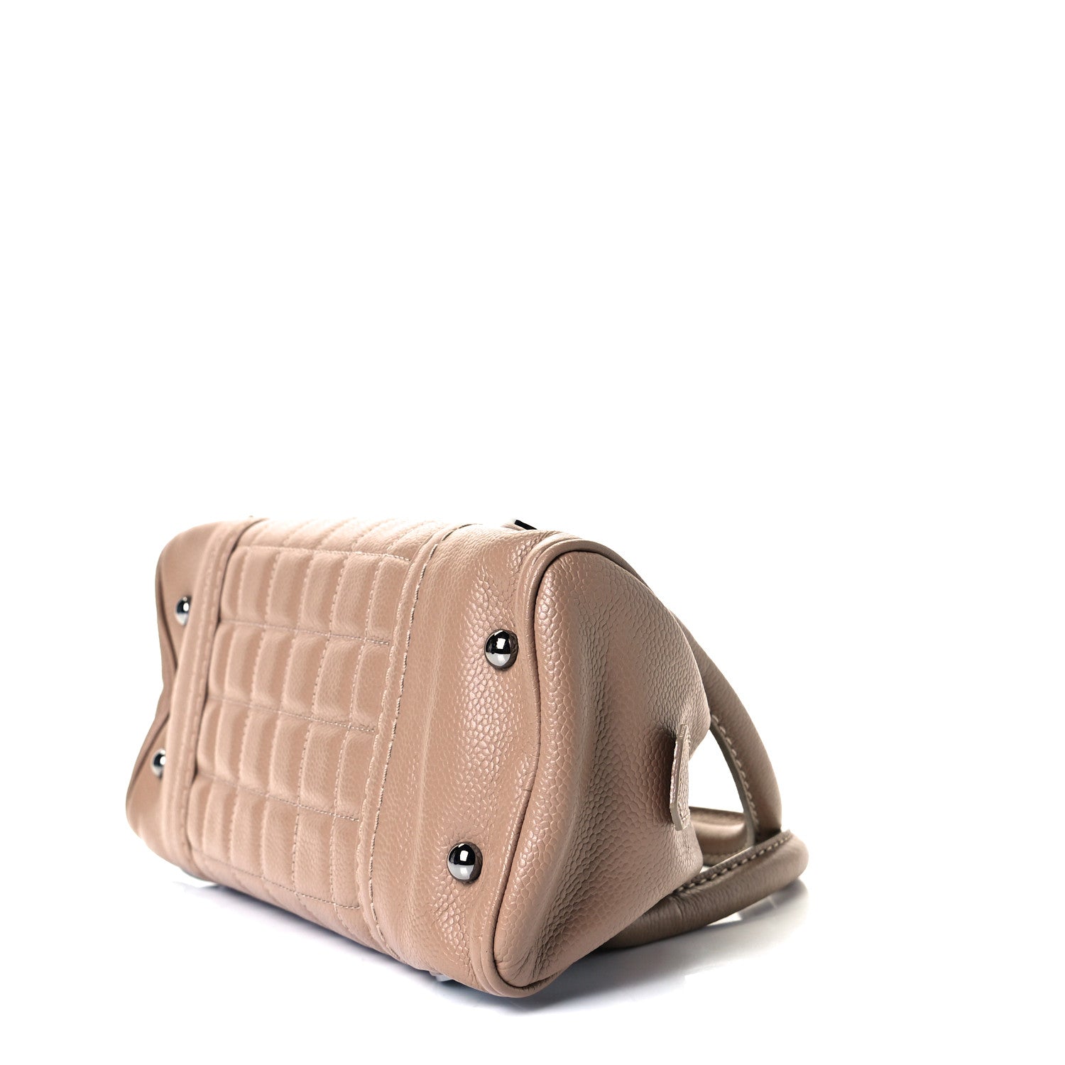 Chanel Caviar Square Stitched Bowler Tote Dark Beige 6 of 8