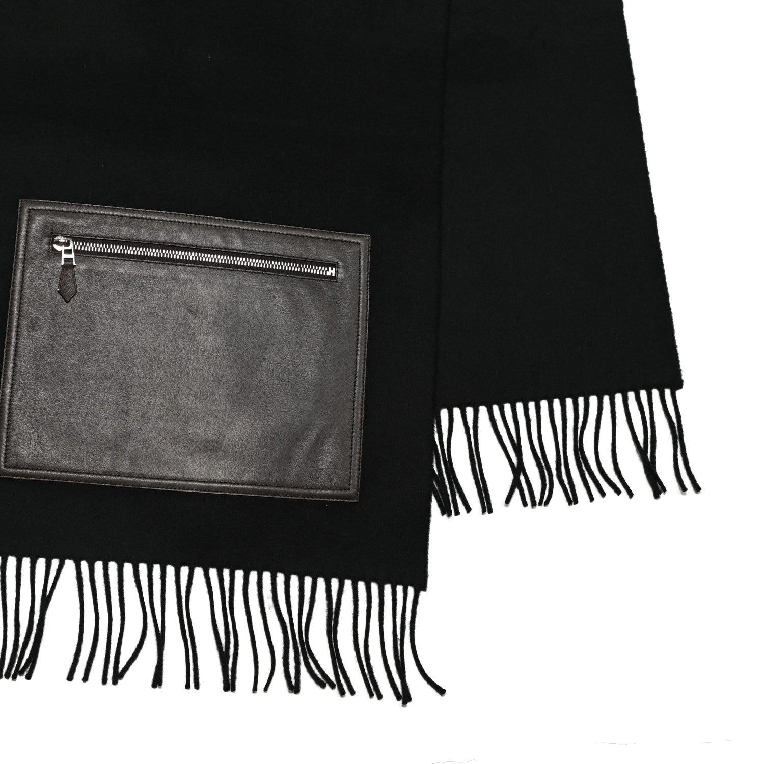 Hermes Cashmere Lambskin Pocket Muffler Black 3 of 4