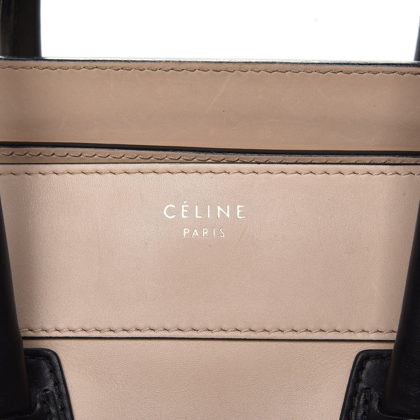 Satin Calfskin Mini Bi-Color Luggage Powder Black